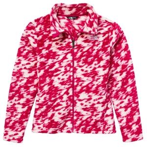 The North Face Osolita Kids' Pink and White Patterned Full Zip Fleece Jacket